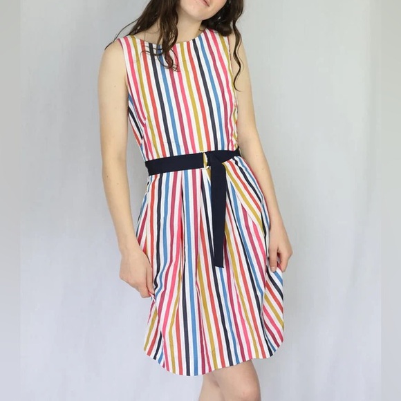 TARA JARMON NWOT Colorful Striped Belt Dress size S - Picture 2 of 7